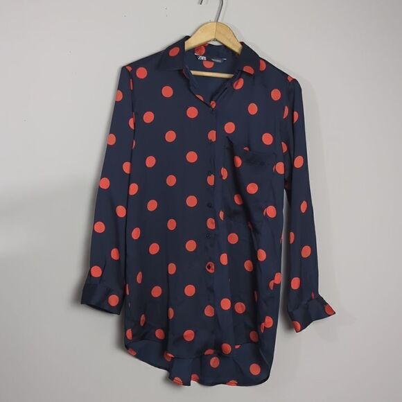 Zara polkadot blouse black and red size xs - Picture 1 of 5